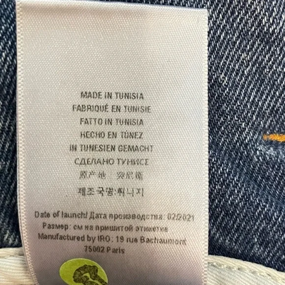 IRO Melay Denim Mini Skirt in Medium Blue Belted Paperbag Waist US Size 6 EU 38 - Picture 11 of 13